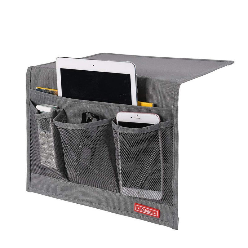 Falaku Bedside Caddy,Bedside Organizer Caddy Under Mattress,Holds Magazines,Books (4 Pockets-Grey) - Image 1